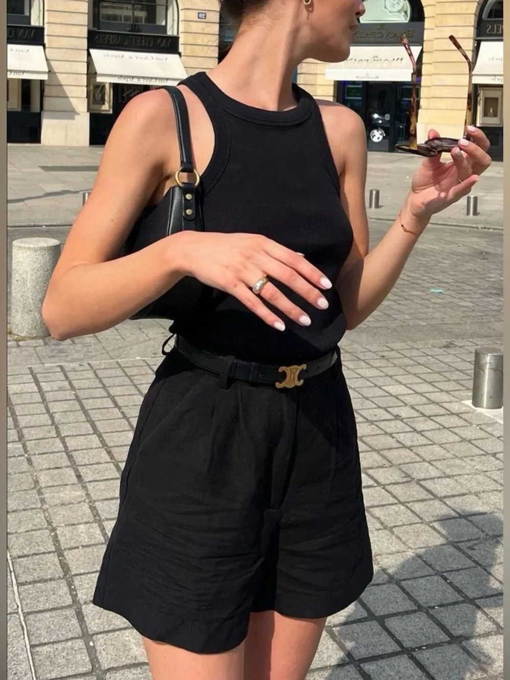 Black High-Waist Linen Blend Shorts - Classic Women's Summer Short